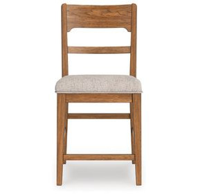 Cabalynn Oatmeal Upholstered Ladder Back Bar Stool Set of 2