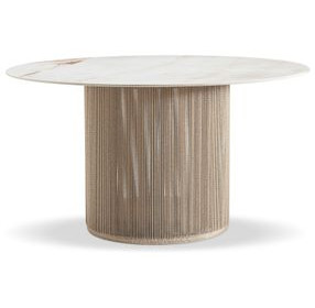 Trellis Brown and Beige 54" Round Outdoor Dining Table