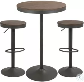 Dakota Gray And Brown 3 Piece Adjustable Height Pub Set