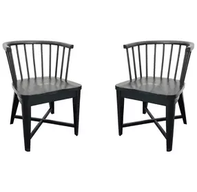 Americana Modern Black Barrel Back Dining Chair Set of 2