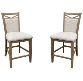 Americana Modern Cotton Upholstered Counter Height Chair Set of 2
