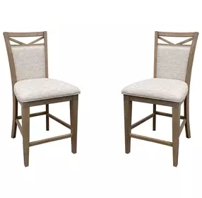 Americana Modern Cotton Upholstered Counter Height Chair Set of 2