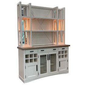 Americana Modern Cotton 66" Quartz Insert Buffet with Open Hutch