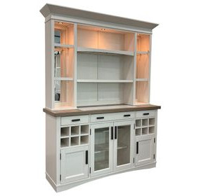 Americana Modern Cotton 69" Quartz Insert Buffet with Display Hutch