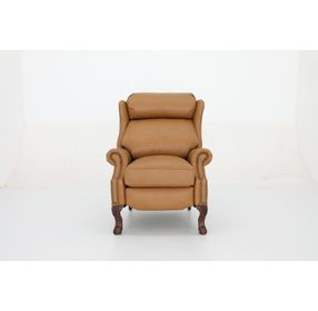 Danbury Santa Fe Brandy Leather Push Thru The Arms Recliner with Nailhead Trim
