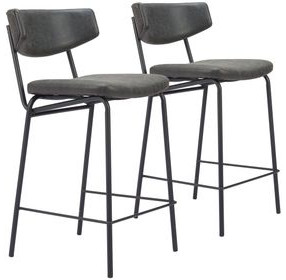 Charon Vintage Black Counter Height Stool Set Of 2
