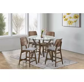 Oscar Walnut Round Glass Counter Height Room Set