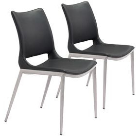 Ace Black And Brushed Stainless Steel Dining Chair Set Of 2
