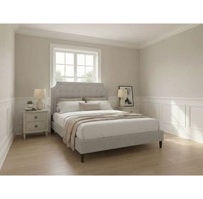 Zest Light Gray and Black Upholstered Panel Bedroom Set with Welt Trim