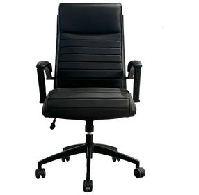 DC-370 Smooth Black Leather Desk Chair
