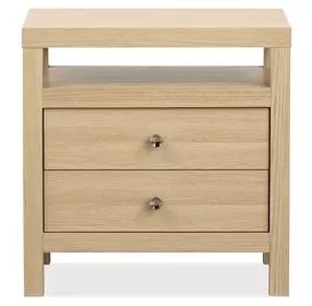 Meadowrise Sandstone Beige 2 Drawer Nightstand with USB Charging