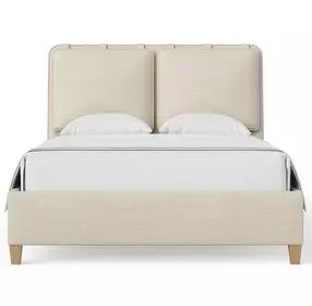 Pure Maple Syrup and Sandstone Performance Fabric Queen Upholstered Panel Bed