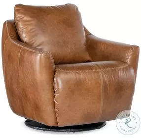 Beau Caramel Brown Leather Swivel Chair with Power Footrest
