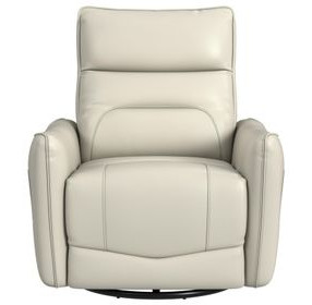 Rodger Del Mar Cream Leather Swivel Glider Power Recliner with USB Charging