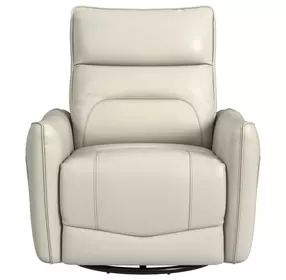 Rodger Del Mar Cream Leather Swivel Glider Power Recliner with USB Charging