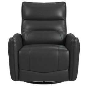 Rodger Del Mar Gray Leather Swivel Glider Power Recliner with USB Charging