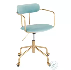 Demi Light Blue Velvet Adjustable Office Chair
