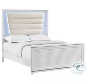 Xena White Full Upholstered Panel Bed