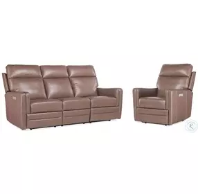 Emerson Umber Leather Zero Gravity Power Reclining Living Room Set with Power Headrest And Lumbar