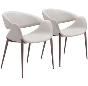 Limay Beige And Walnut Dining Chair Set of 2