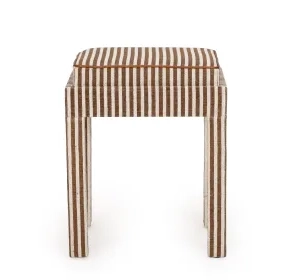 Kora Brown and White Upholstered Accent Stool