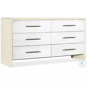 Cascade Lacquered Burlap And Soft Taupe Six Drawer Dresser