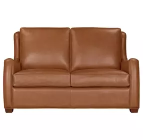Channing Renaissance Cinnamon Leather 63" Loveseat with Nailhead Trim