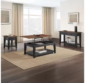 Joplin Black and Brown Rectangular Lift Top Occasional Table Set