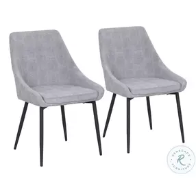 Diana Black Metal And Grey Corduroy Fabric Dining Chair Set Of 2