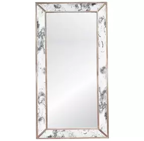 Dion Silver Leaf With Umber Glaze Rectangular Floor Mirror With Silver Leaf Edging