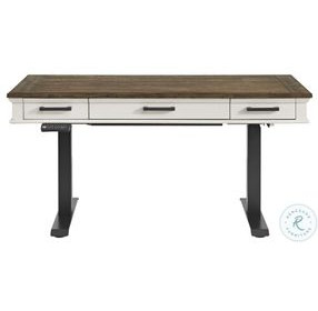 Drake Rustic White and French Oak Adjustable Height Lift Desk