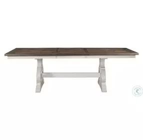 Drake Rustic White and French Oak Trestle Extendable Dining Table