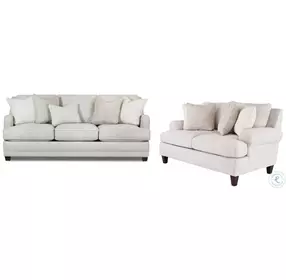 Hogan Cotton Off White Performance Fabric Track Arm Living Room Set