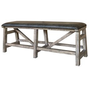 Lodge Black Upholstered 60" Counter Bench