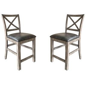 Lodge Black Upholstered Counter Height Chair Set of 2