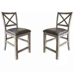 Lodge Black Upholstered Counter Height Chair Set of 2