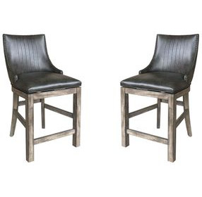 Lodge Black Swivel Counter Height Sling Chair Set of 2