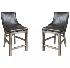 Lodge Black Swivel Counter Height Sling Chair Set of 2