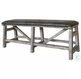 Cabin Black Upholstered 60" Counter Bench