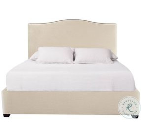 Graham Beige And Tan Queen Upholstered Panel Bed with Nailhead Trim