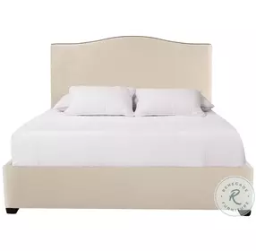 Graham Beige And Tan Queen Upholstered Panel Bed with Nailhead Trim