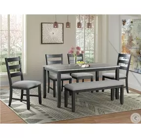 Kona Gray And Black 6 Piece Dining Room Set