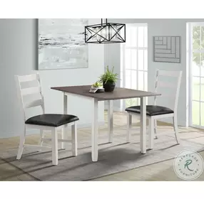 Tuttle Black And White Drop Leaf 3 Piece Dining Set