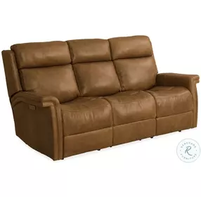 Poise Venerando Latte Leather Power Reclining Sofa With Power Headrest