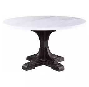 Gerardo White and Weathered Espresso 54" Round Marble Top Dining Table