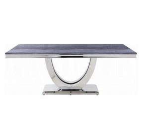 Cambrie Black and Silver 79" Rectangular Marble Top Dining Table