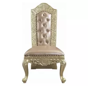Vatican Champagne Silver Upholstered Side Chair with Nailhead Trim Set of 2