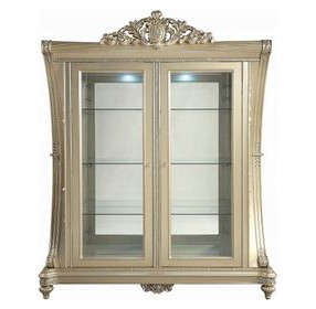 Vatican Champagne Silver 2 Door Curio Cabinet with LED