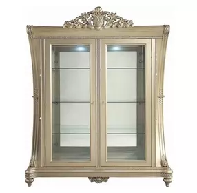 Vatican Champagne Silver 2 Door Curio Cabinet with LED