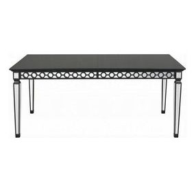 Varian II Black 90" Extendable Rectangular Glass Top Dining Table